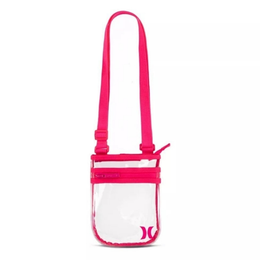 Hurley Icon clear acrylic‎ hyper pink trim festival stadium crossbody bag new